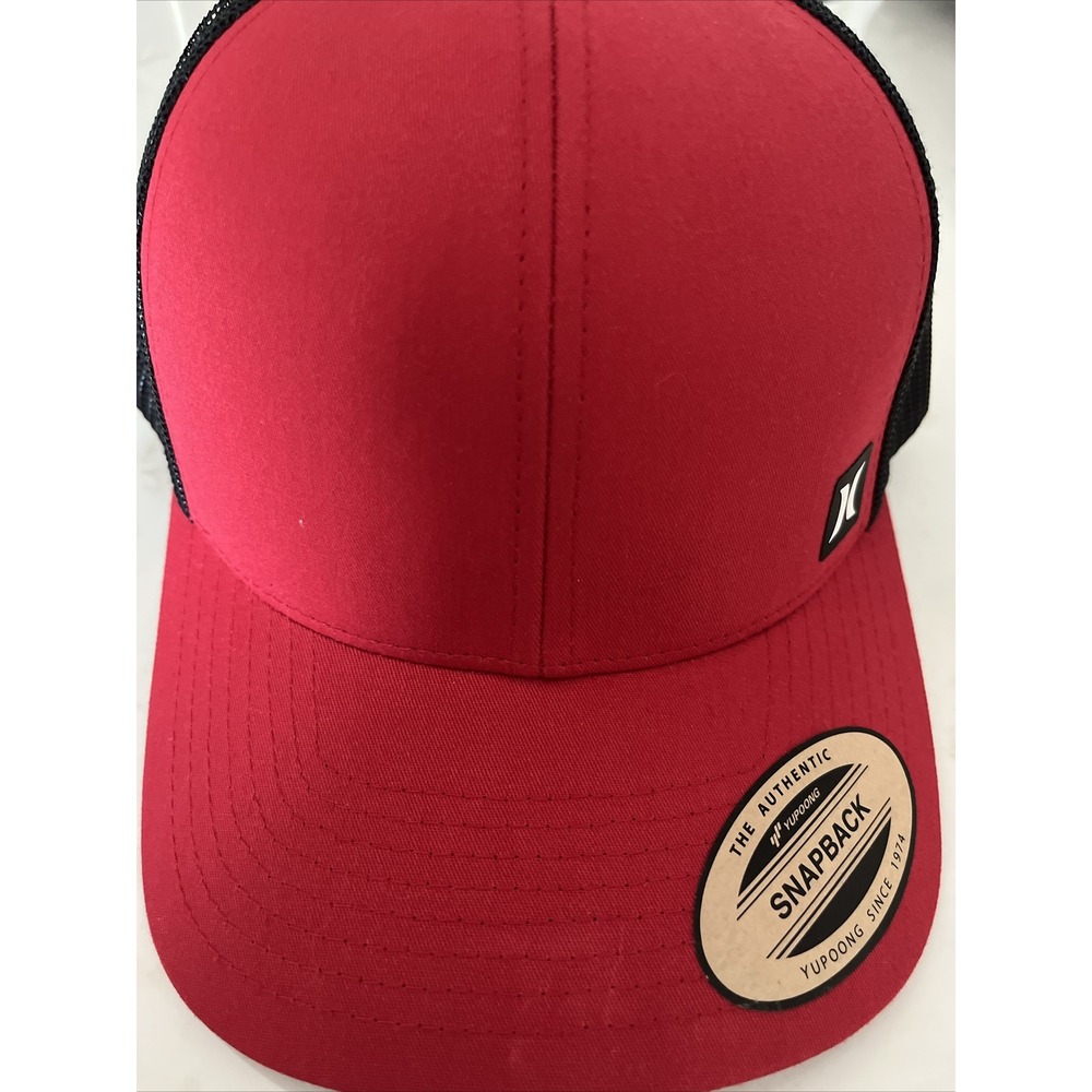 Hurley Authentic Mens Atlantic Trucker Snap Back Cap Hat Black Red One Size NWT